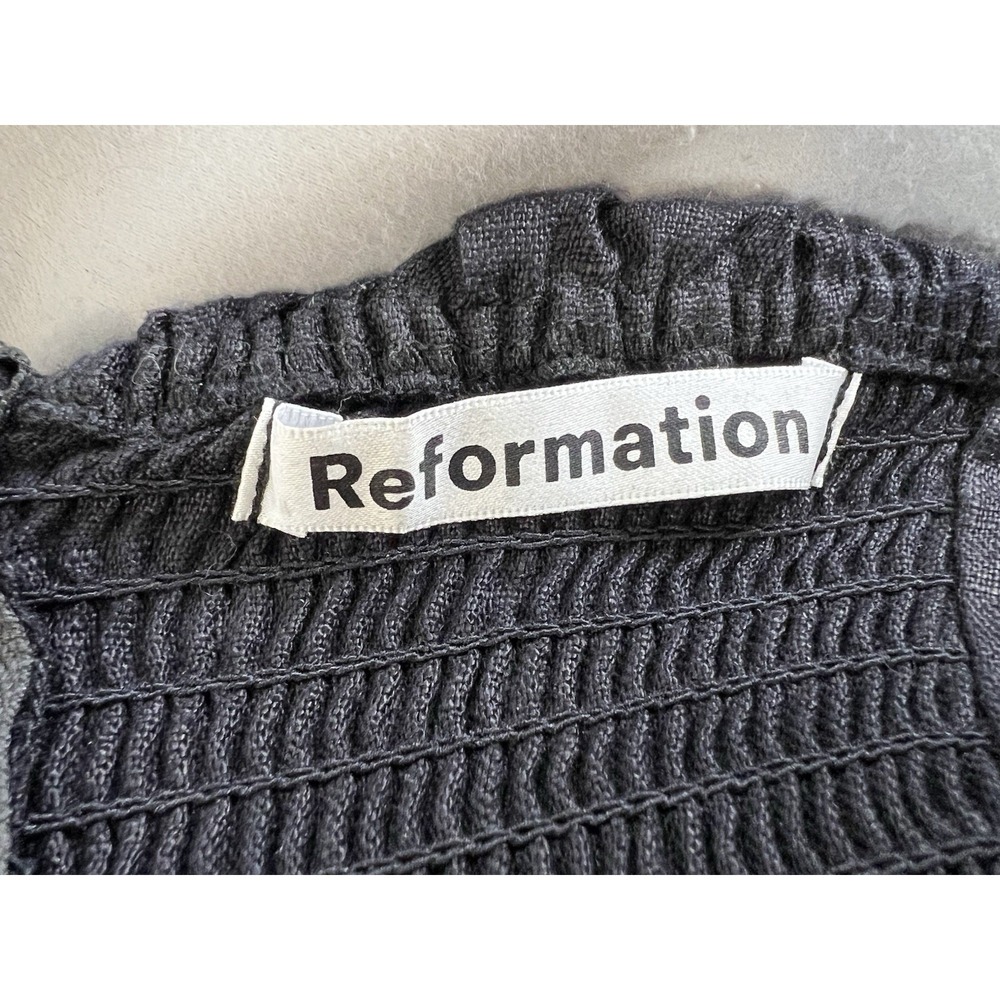 Reformation Women's Amethyst Linen Midi Dress Black Sz‎ 6 - Picture 5 of 14